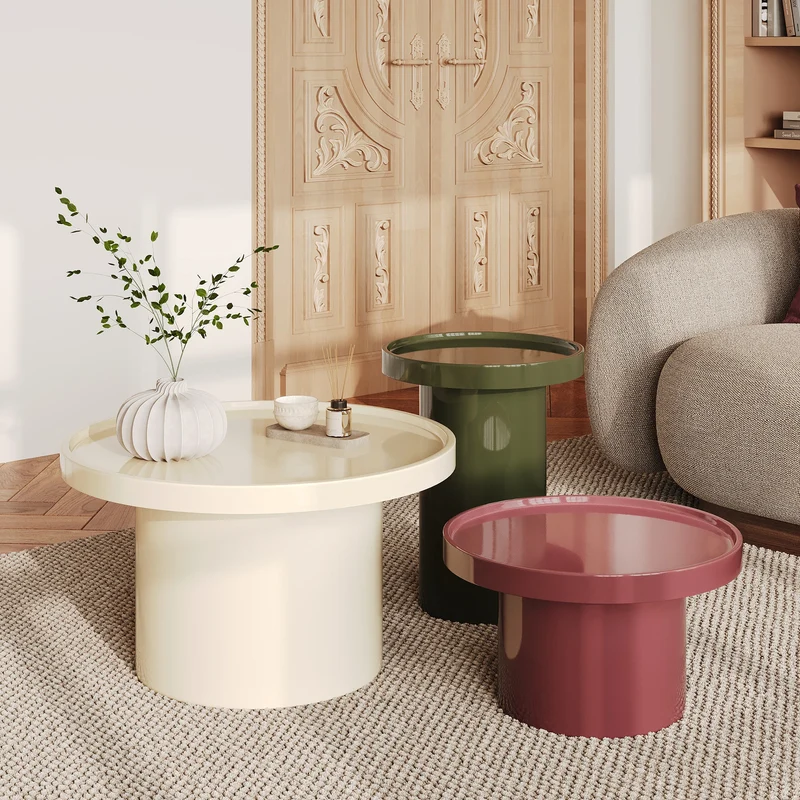 Table d'appoint Nora laquée rouge framboise en MDF, D50 cm