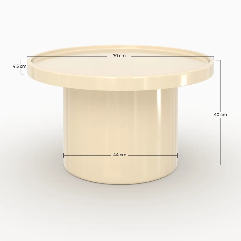 Table basse Nora laquée blanche en MDF, D70 cm