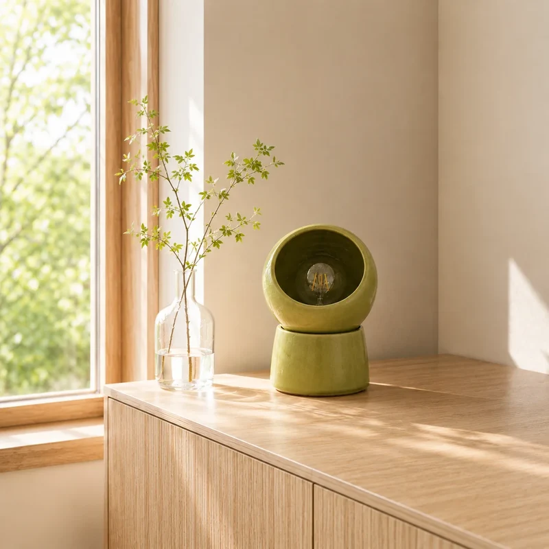 Lampe à poser Halo en céramique verte