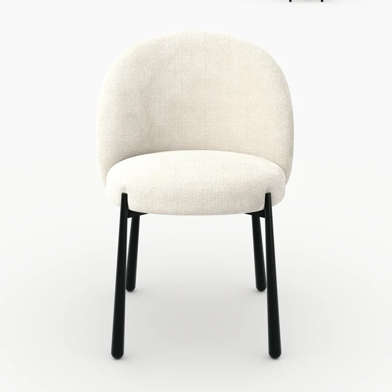 Lot de 2 chaises Pulpy en velours chenillé écru et métal noir