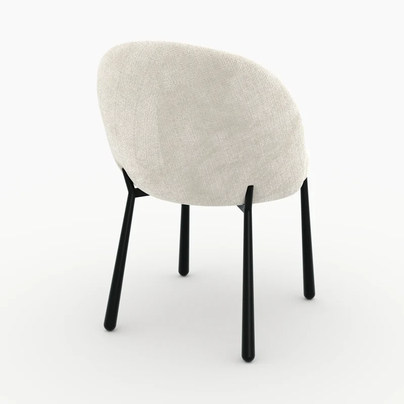 Lot de 2 chaises Pulpy en velours chenillé écru et métal noir