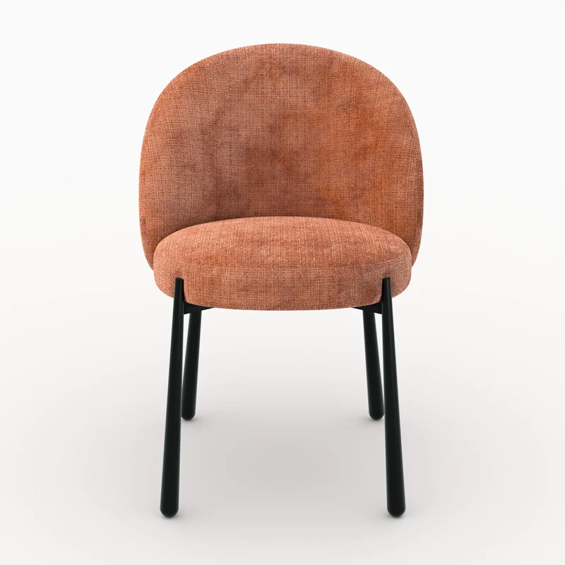Lot de 2 chaises Pulpy en velours chenillé terracotta et métal noir