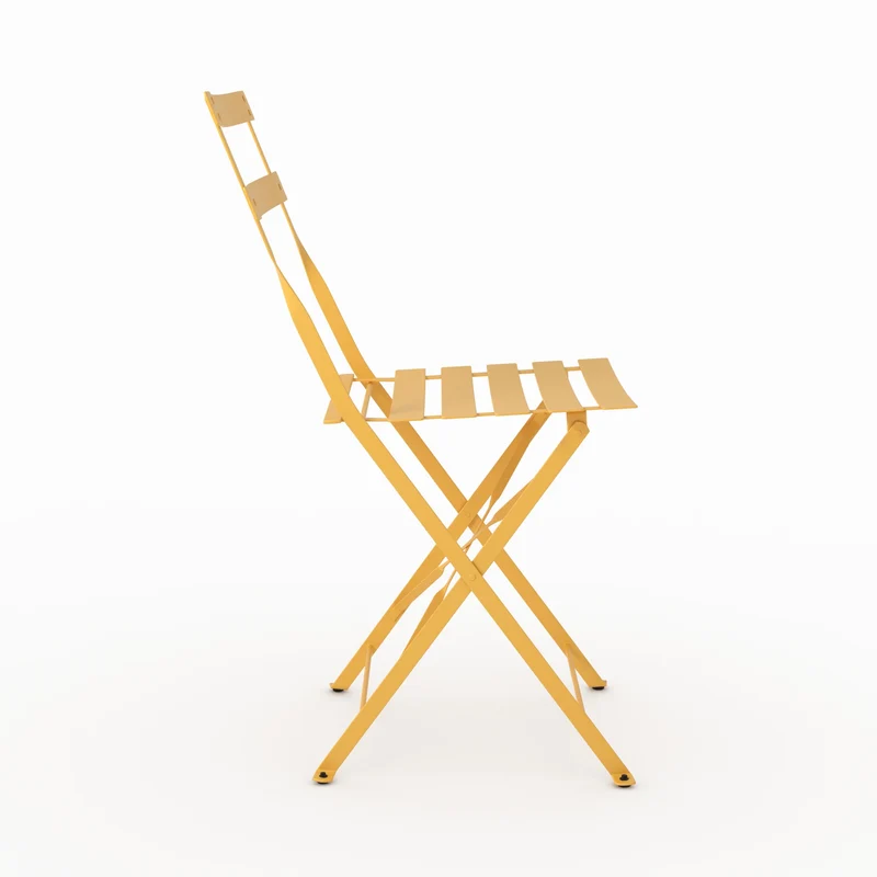Lot de 2 chaises de jardin Kayla en métal jaune beurre, pliantes