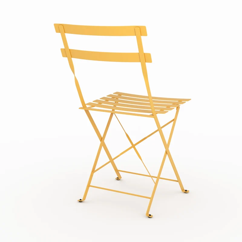 Lot de 2 chaises de jardin Kayla en métal jaune beurre, pliantes