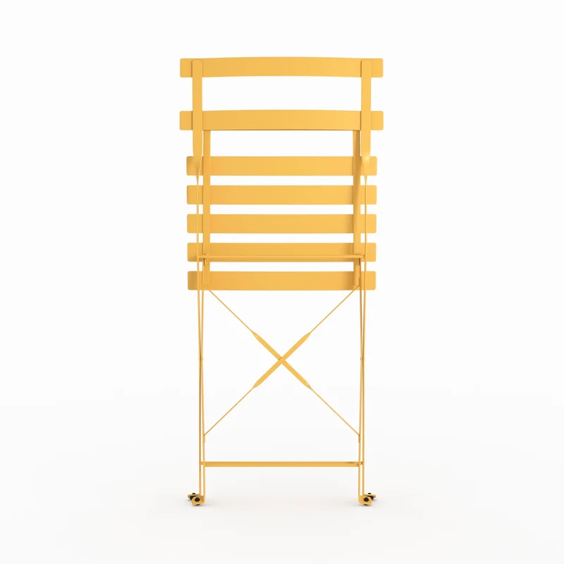 Lot de 2 chaises de jardin Kayla en métal jaune beurre, pliantes