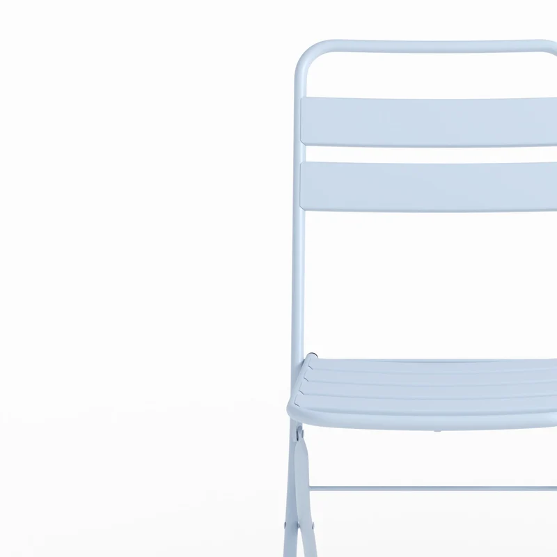 Lot de 2 chaises de jardin Yumi en métal bleu pastel, pliantes