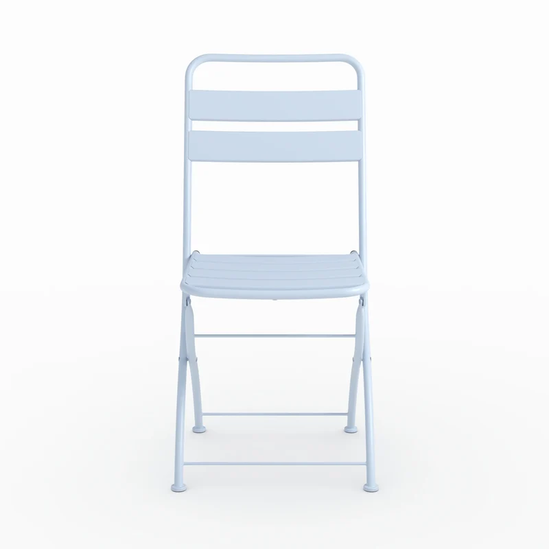 Lot de 2 chaises de jardin Yumi en métal bleu pastel, pliantes