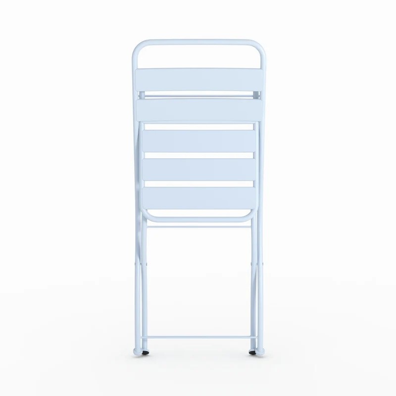 Lot de 2 chaises de jardin Yumi en métal bleu pastel, pliantes