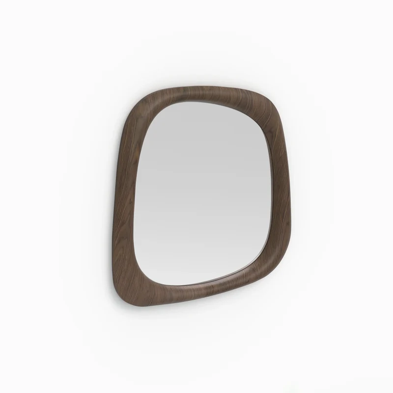 Miroir carré Yoko en placage noyer, 90 x 90 cm