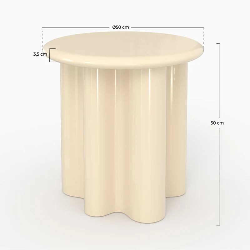 Table d'appoint Olya laquée blanche, D50 cm