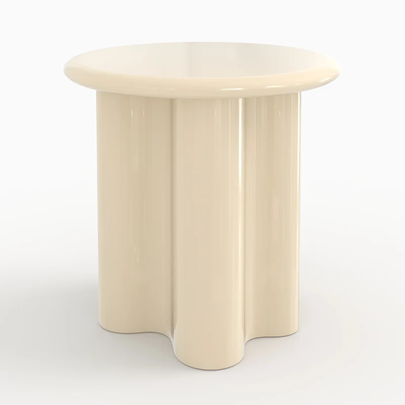Table d'appoint Olya laquée blanche, D50 cm
