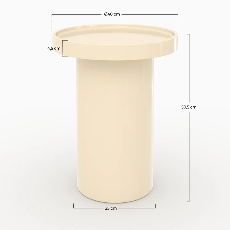 Table d'appoint Nora laquée blanche en MDF, D40 cm