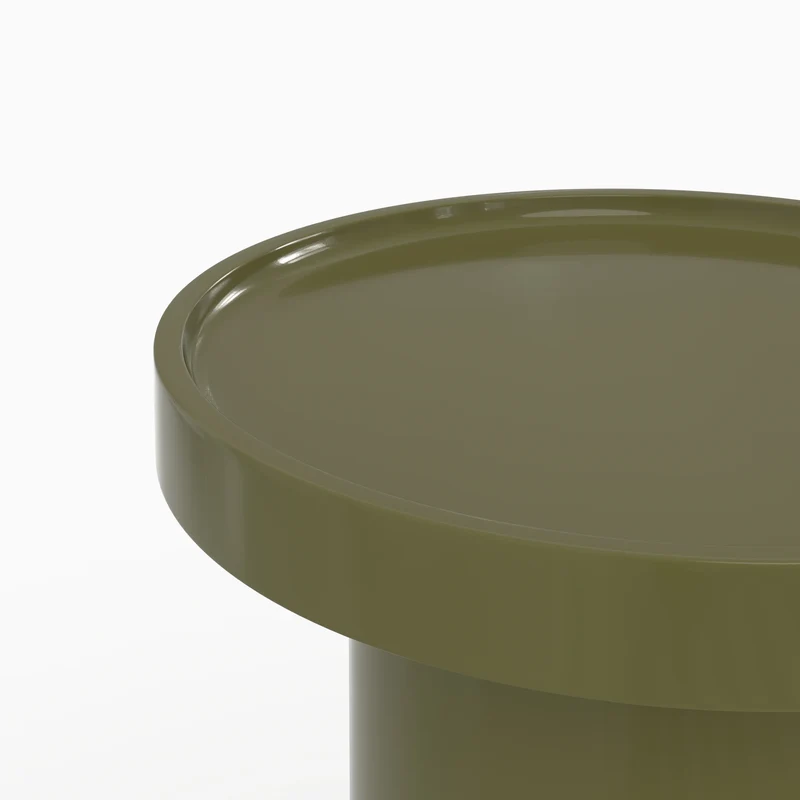 Table d'appoint Nora laquée vert olive en MDF, D40 cm