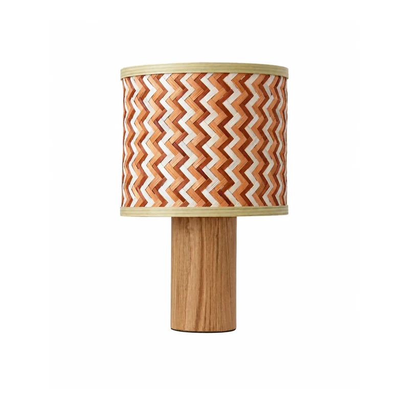 Lampe à poser Phil en bois de chêne et bambou crème et orange