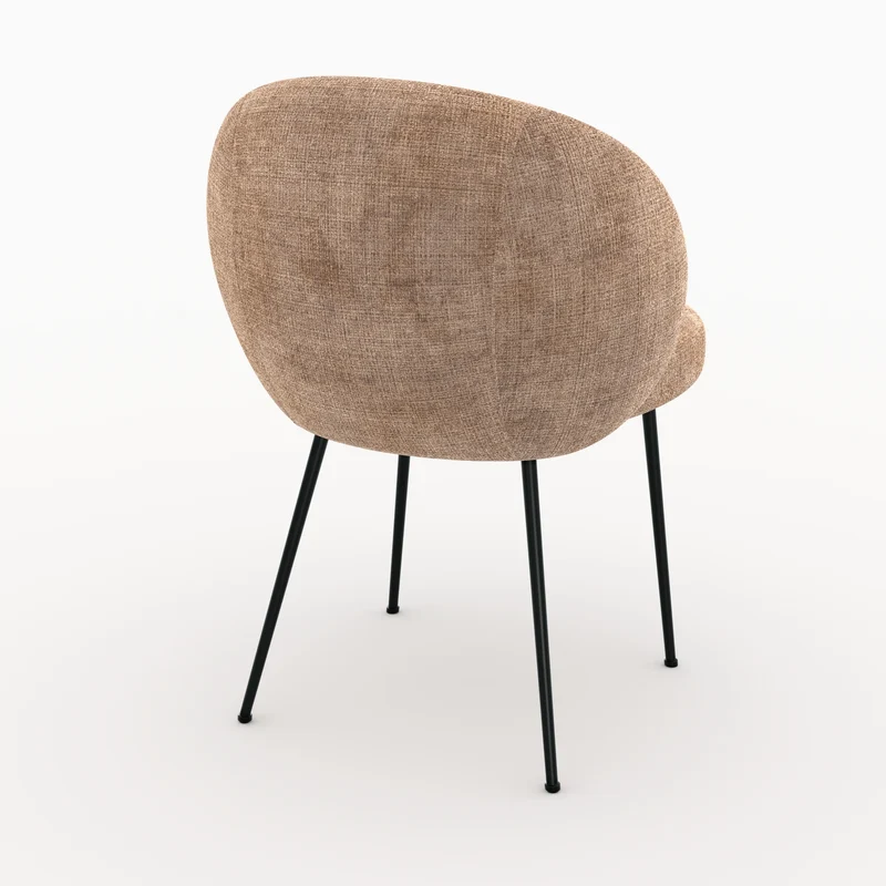 Chaise Bloomy en velours chenillé marron glacé et métal noir