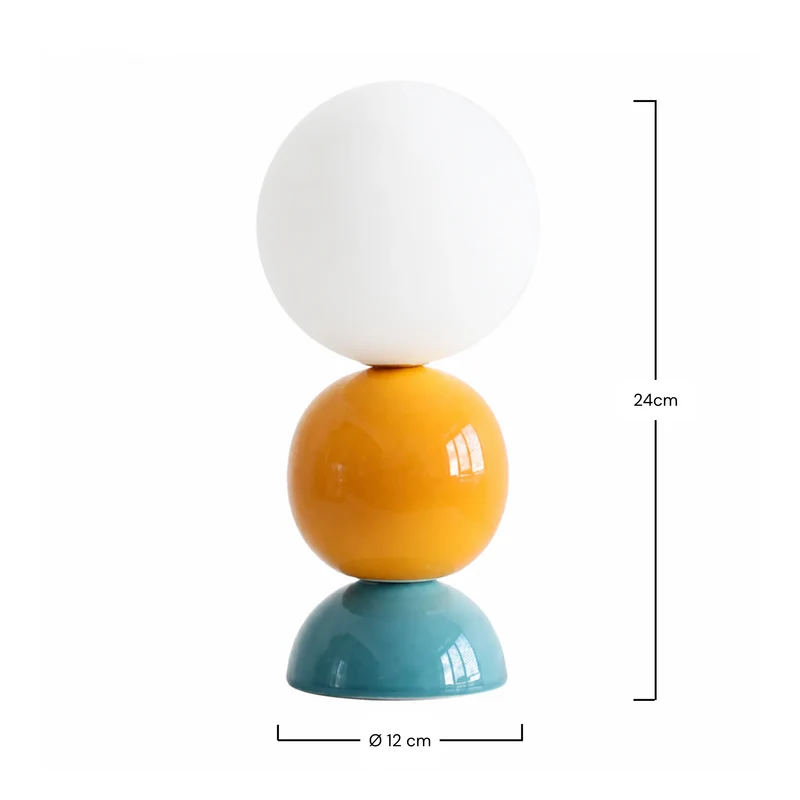 Lampe à poser Pili en céramique bleu et jaune