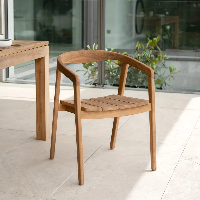 Table et chaises de jardin Bora en bois de teck recyclé, 8 personnes