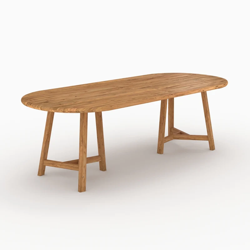 Table et chaises de jardin Bora en bois de teck recyclé, 8 personnes