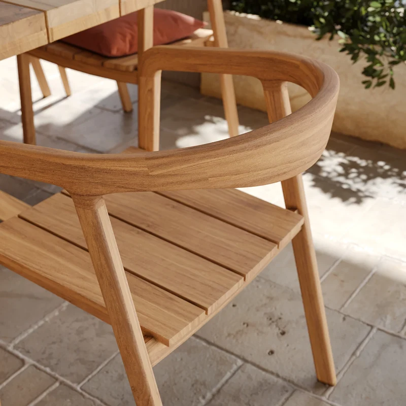Table et chaises de jardin Lumo en bois de teck recyclé, 8 personnes