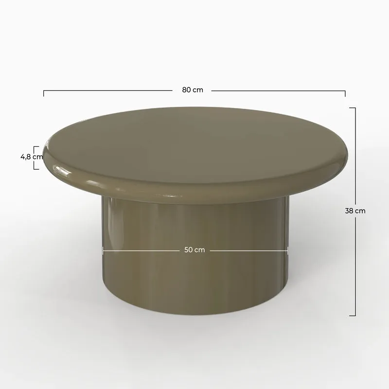 Table basse Apoline laquée vert kaki en MDF, D80 cm