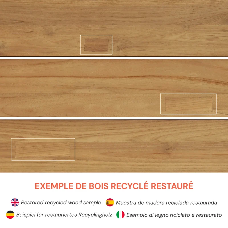 Table et bancs de jardin Nonza en bois de teck recyclé 10 personnes