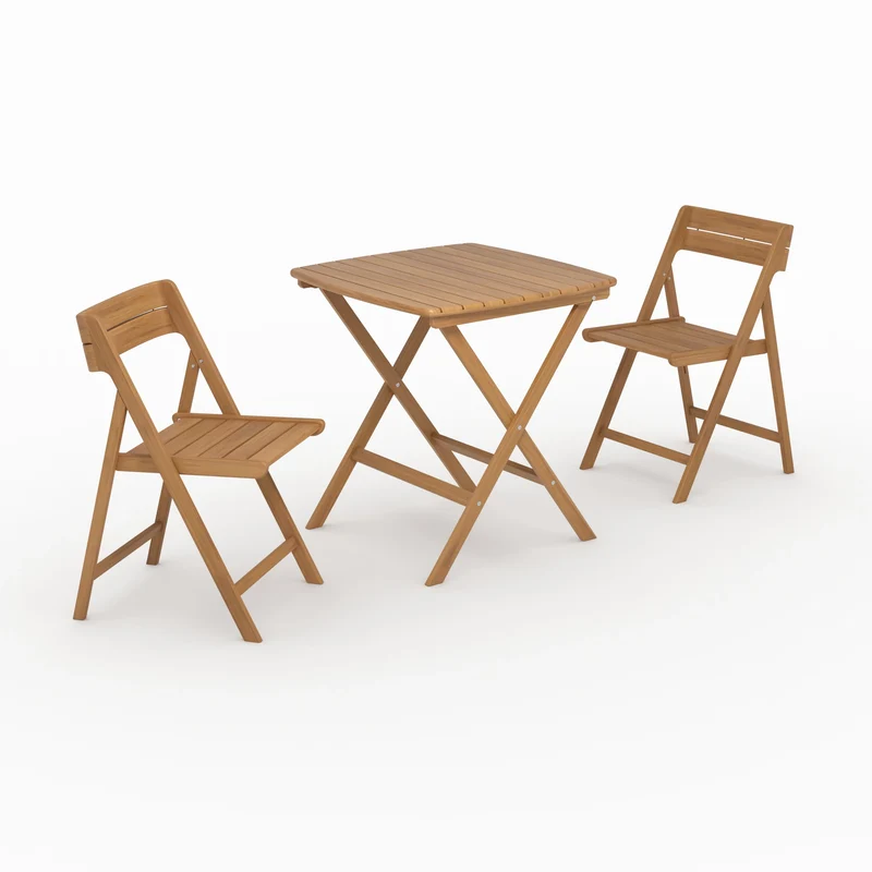 Table et chaises de jardin Siquijor en bois d'acacia huilé 2 personnes