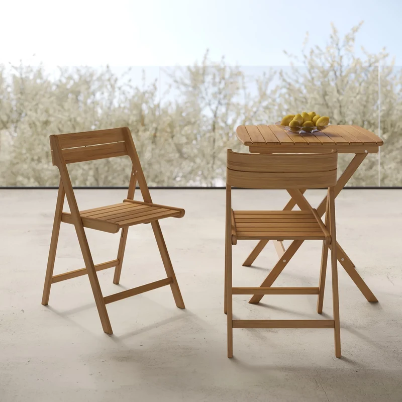 Table et chaises de jardin Siquijor en bois d'acacia huilé 2 personnes