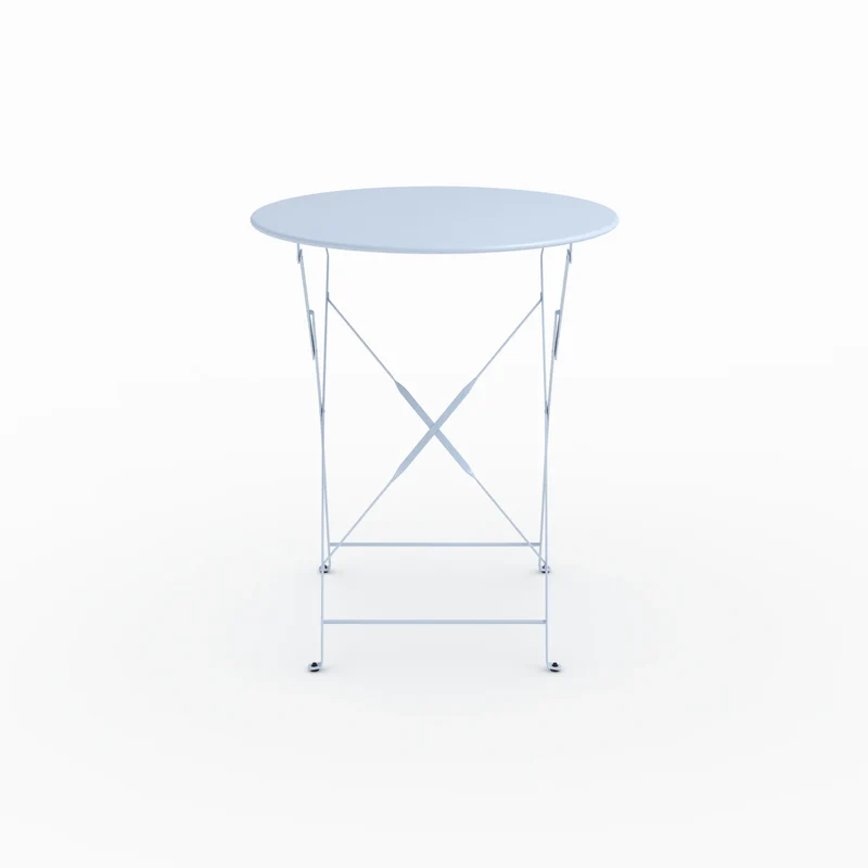 Table ronde et chaises de jardin pliantes Kayla 2 places en métal bleu