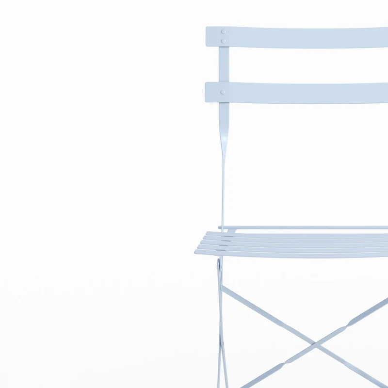 Table ronde et chaises de jardin pliantes Kayla 2 places en métal bleu