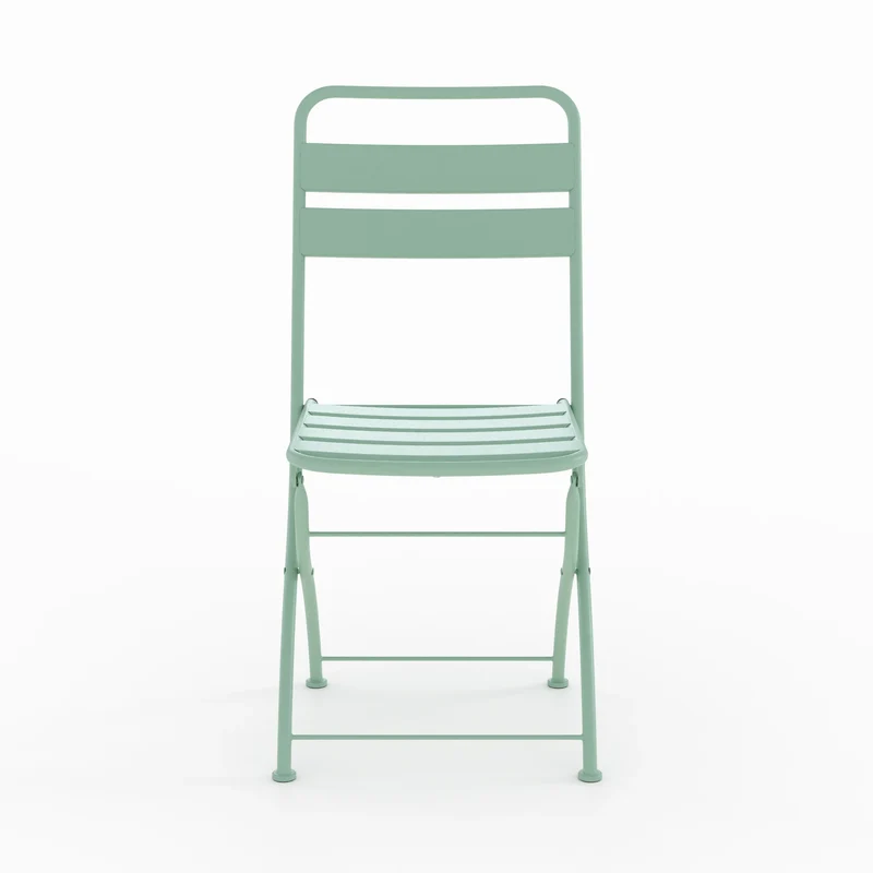Table ronde et chaises de jardin pliantes Yumi 2 places en métal vert