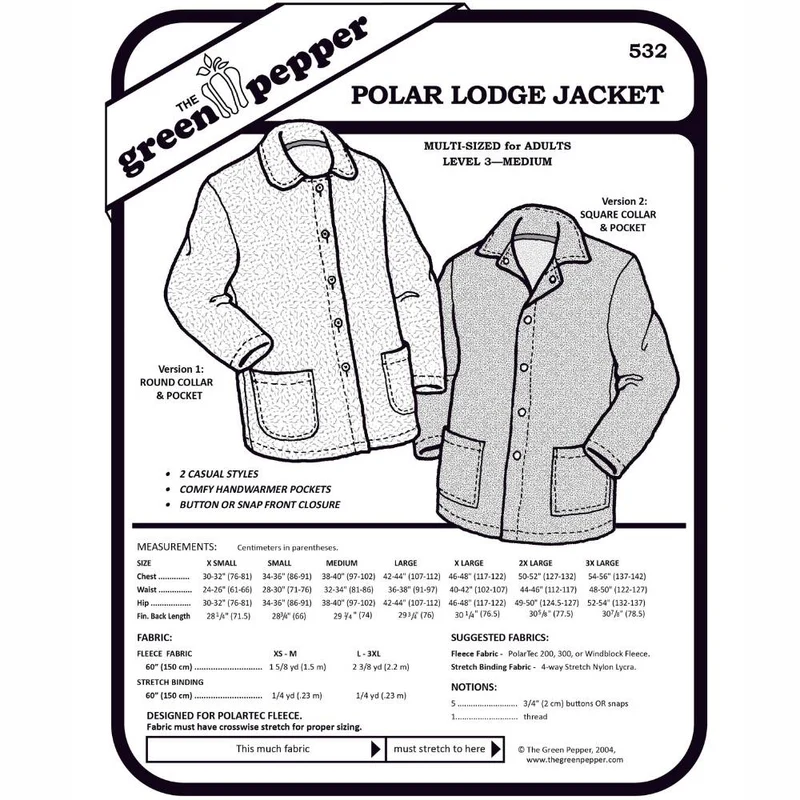 PATRON DE COUTURE PDF | Veste Polar Lodge (adulte) | Unisexe | The Green Pepper