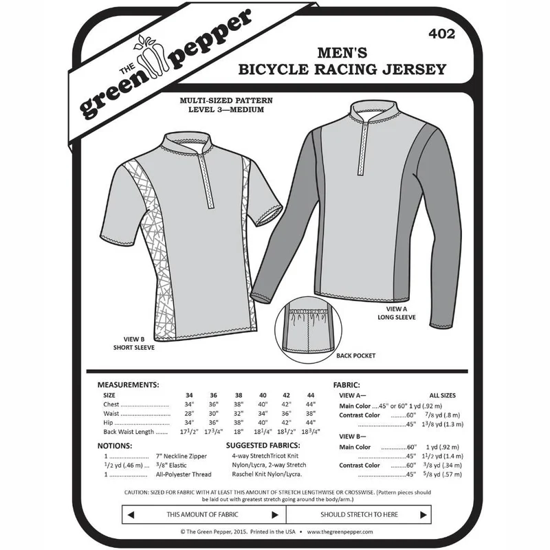 PATRON DE COUTURE PDF | Haut de cyclisme pour homme | The Green Pepper