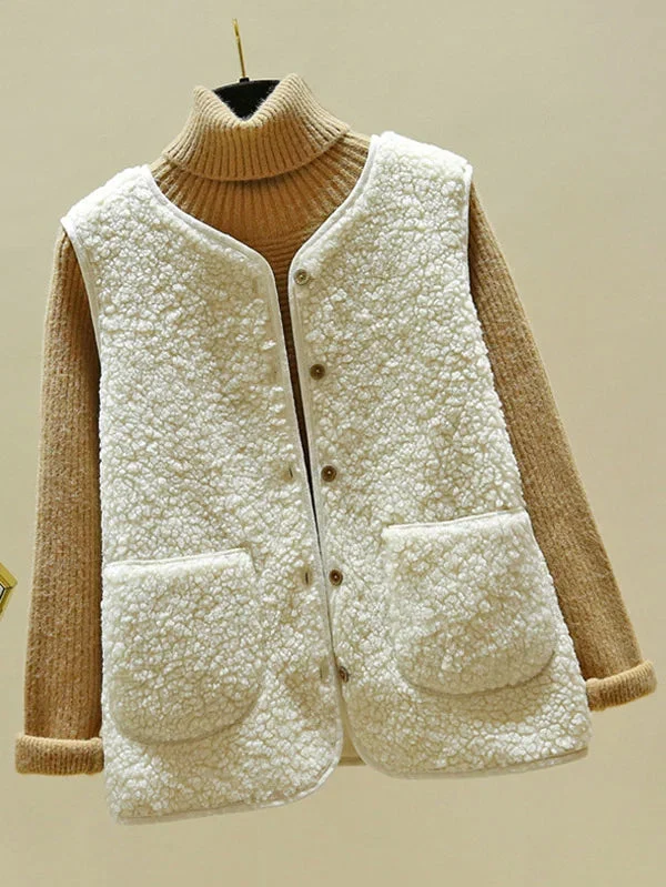 Nora Gilet Sans Manches Femme – Tissu Doux, Fermeture à Boutons & Style Polyvalent