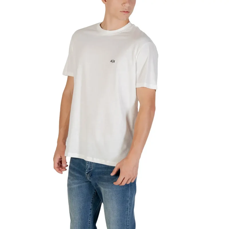 Armani Exchange Hommes Blanc Coton Manches Courtes Col Rond T Shirt