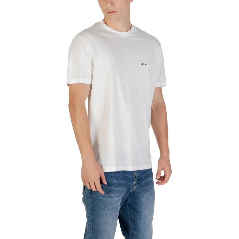 Armani Exchange Hommes Blanc Coton Manches Courtes Col Rond T Shirt