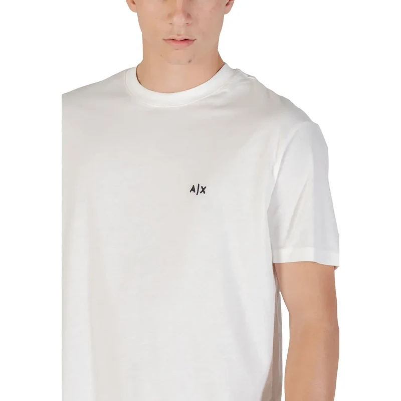 Armani Exchange Hommes Blanc Coton Manches Courtes Col Rond T Shirt