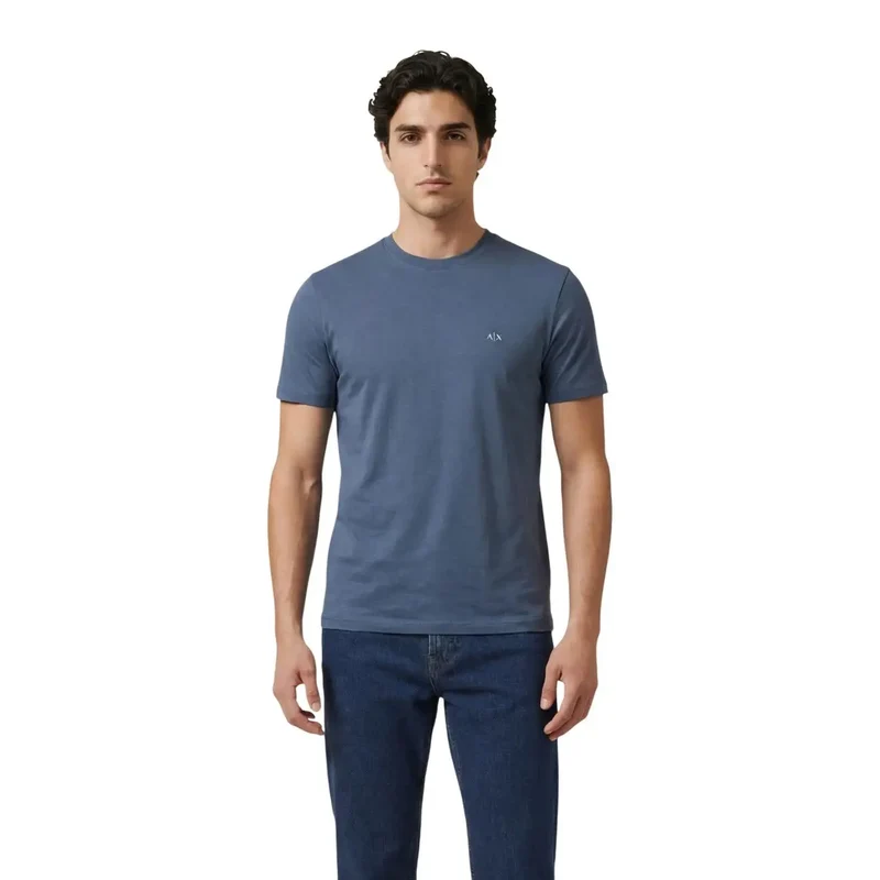 Armani Exchange Hommes Blanc Coton Manches Courtes Col Rond T Shirt