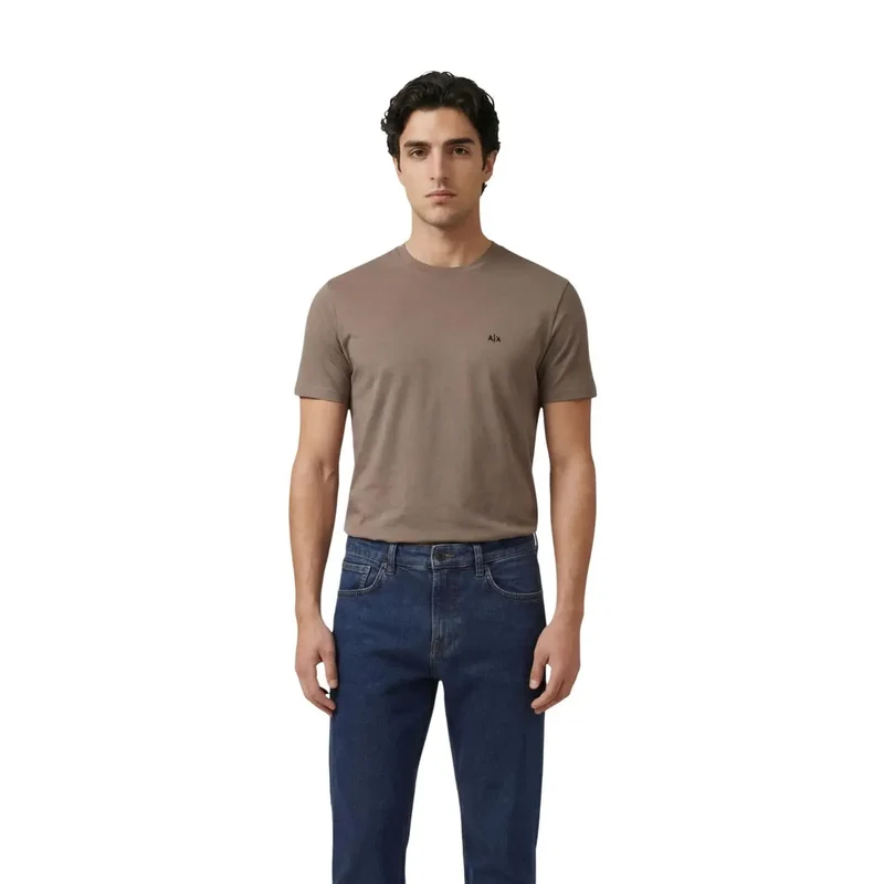 Armani Exchange Hommes Blanc Coton Manches Courtes Col Rond T Shirt