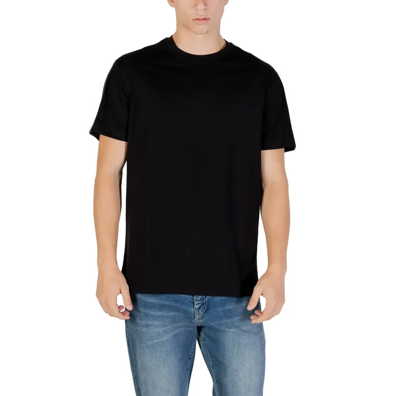 Armani Exchange Hommes T Shirt noir à manches courtes et col rond en coton