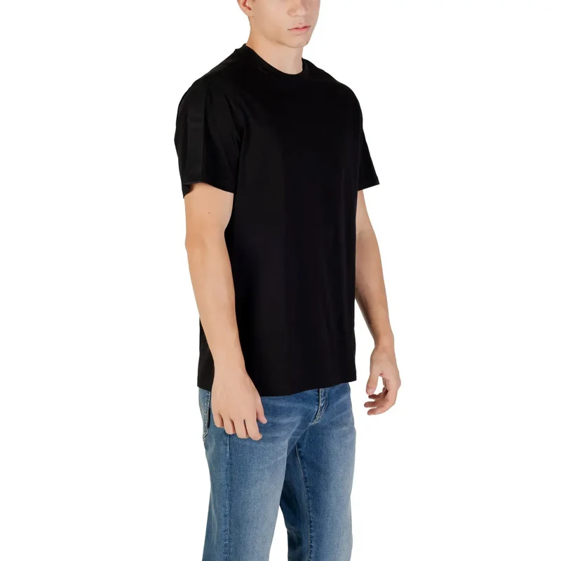 Armani Exchange Hommes T Shirt noir à manches courtes et col rond en coton