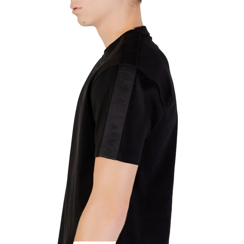 Armani Exchange Hommes T Shirt noir à manches courtes et col rond en coton