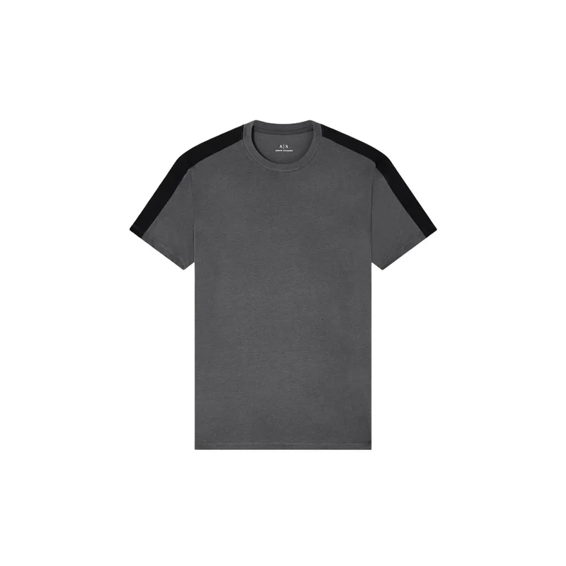 Armani Exchange Hommes T Shirt noir à manches courtes et col rond en coton