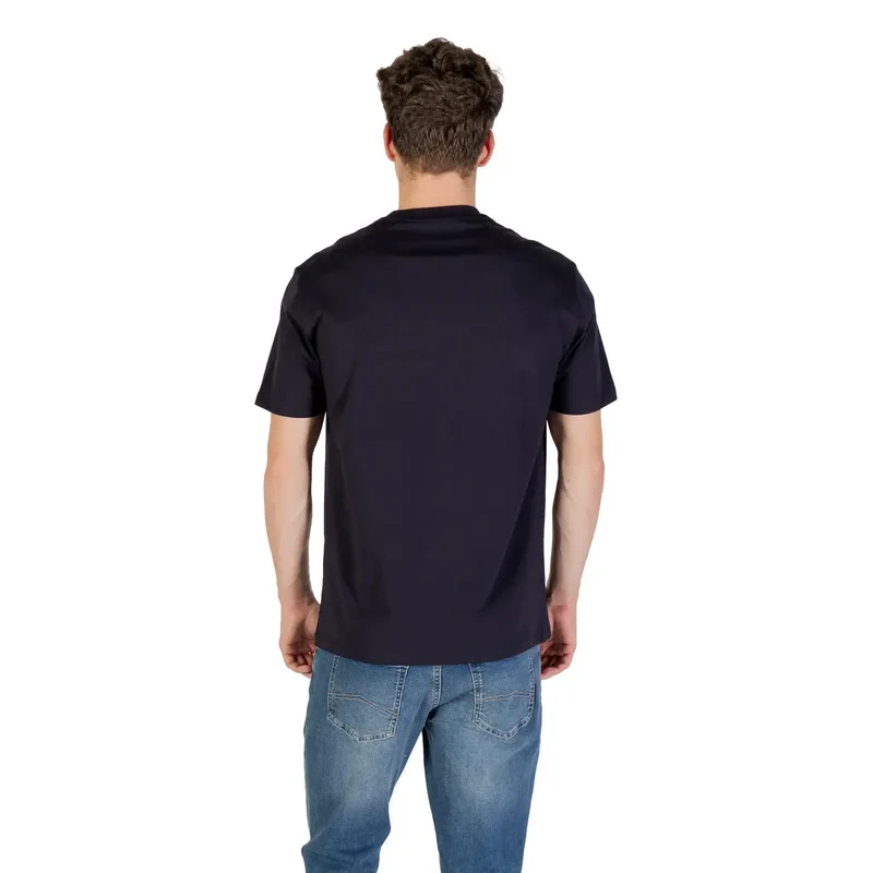 Armani Exchange - T-shirt en coton imprimé bleu pour hommes