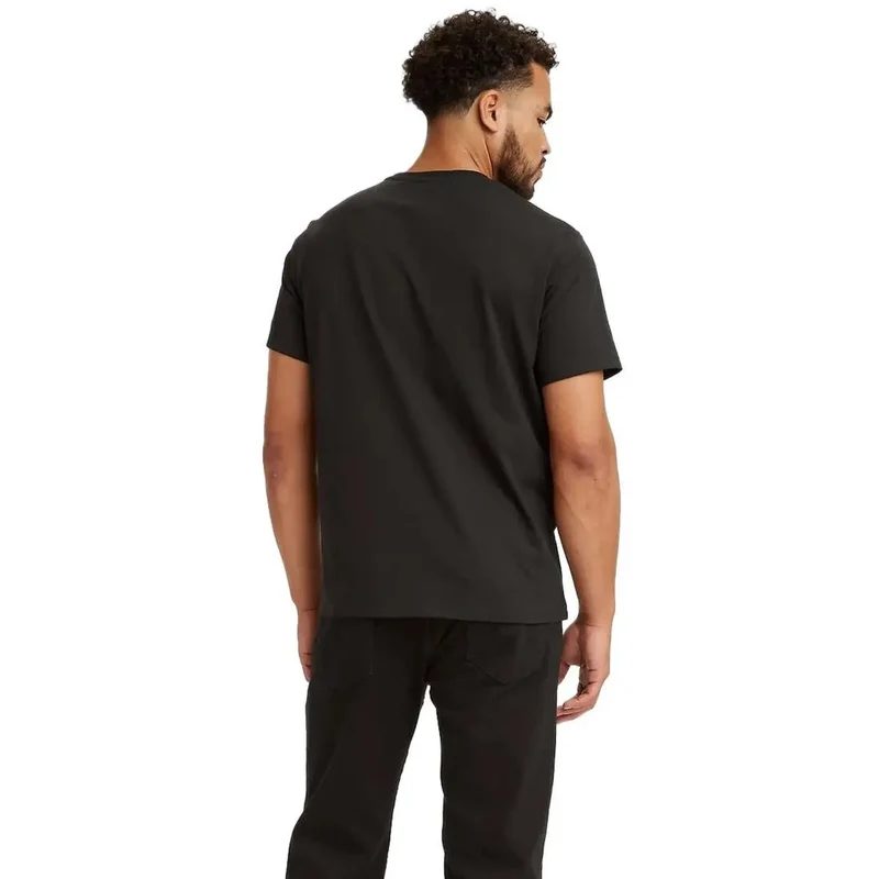 Levis Men Black Printed Cotton Round Neck T Shirt