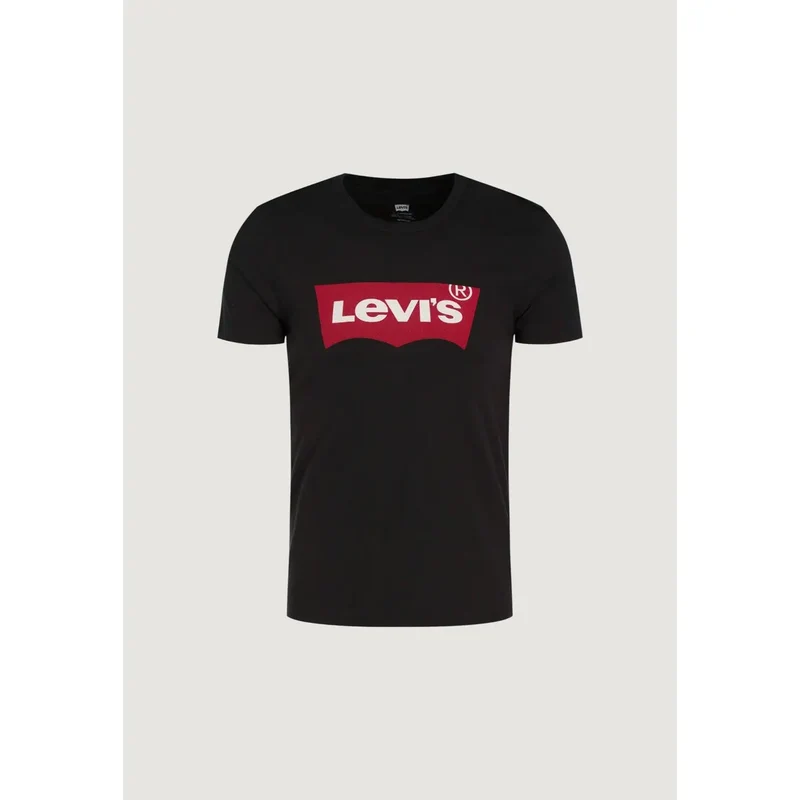 Levis Men Black Printed Cotton Round Neck T Shirt