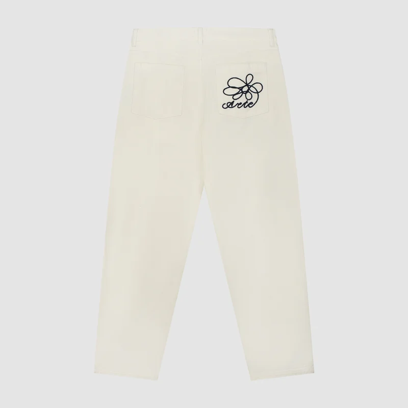 Pantalon à poches brodées - Crème