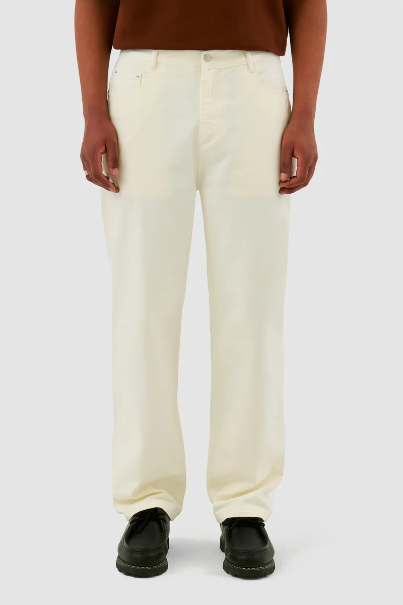 Pantalon à poches brodées - Crème