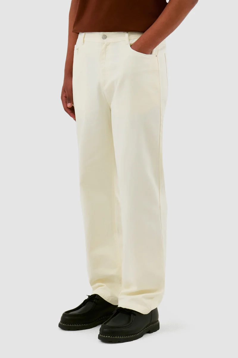 Pantalon à poches brodées - Crème