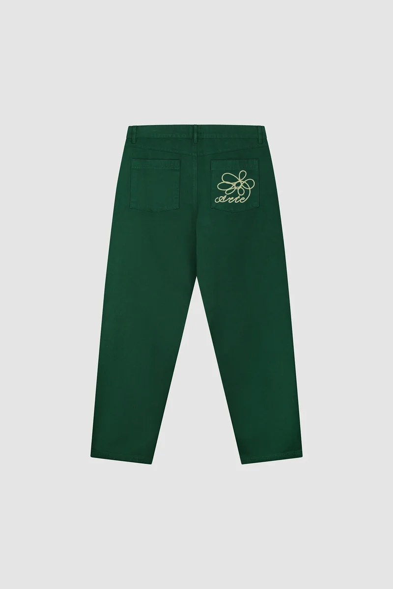 Pantalon à poches brodées - Vert