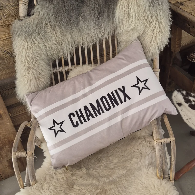 Coussin Velours Personnalisé Montagne Ampezzo Beige